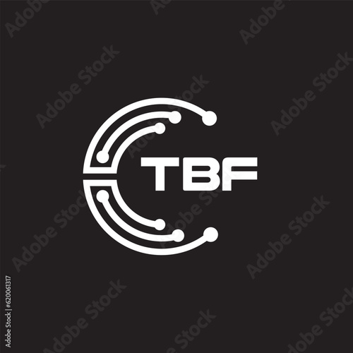 TBF letter technology logo design on black background. TBF creative initials letter IT logo concept. TBF setting shape design.
 photo