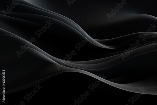 Abstract black wave on dark background. generative ai. 