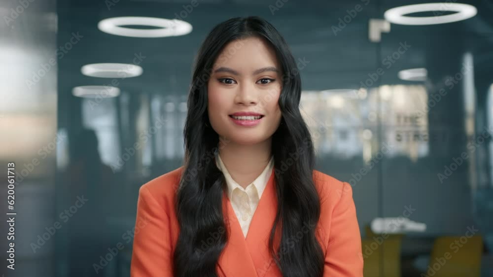 Young asian woman talking to webcam, participating in videoconference. Head shot portrait girl negotiating with clients using modern tech and internet connection. Video call event work teams concept Young asian woman talking to webcam, participating in videoconference. Head shot portrait girl negotiating with clients using modern tech and internet connection. Video call event work teams concept