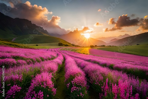 lavender field in the morning