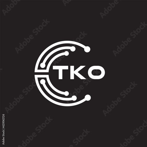 TKO letter technology logo design on black background. TKO creative initials letter IT logo concept. TKO setting shape design.
 photo