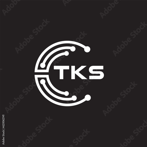 TKS letter technology logo design on black background. TKS creative initials letter IT logo concept. TKS setting shape design.
 photo