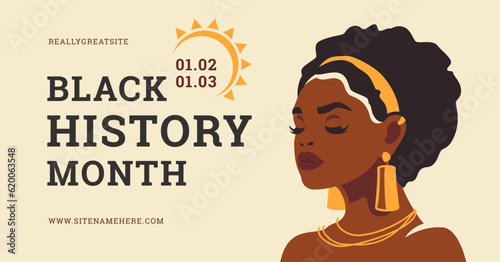Black history month Juneteenth day holiday celebrate social media banner template vector flat