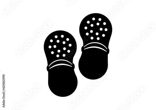サンダルのモノクロアイコン。ドレスコードのサイン用。