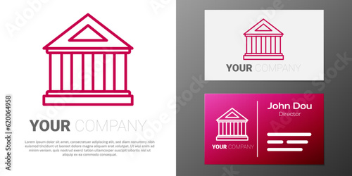 Logotype line Museum building icon isolated on white background. Logo design template element. Vector