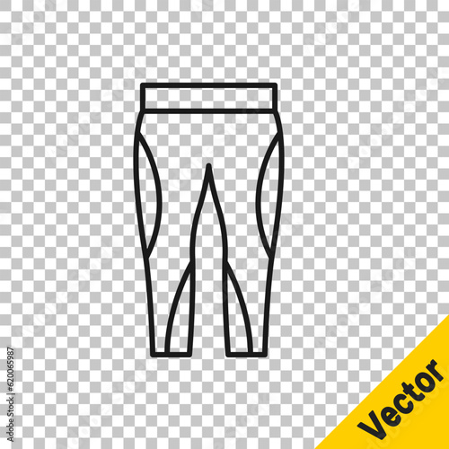 Black line Leggings icon isolated on transparent background. Vector
