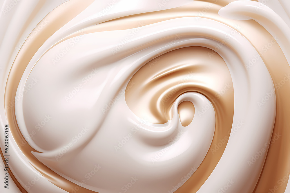 Luxury skincare captured as a swirling cosmetic milk liquid, epitomizing smoothness and purity, excellent for a beauty and wellness-focused project, generative ai