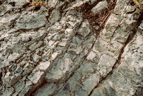Detail of mountain rock on the shores of the lake