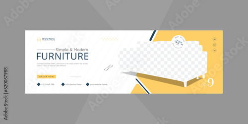 Modern furniture web banner template furniture sale social media cover template or cover banner template for social media, exclusive furniture sale banner, website ads banner web banner
