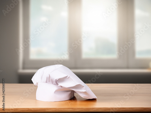 cook hat on table MADE OF AI