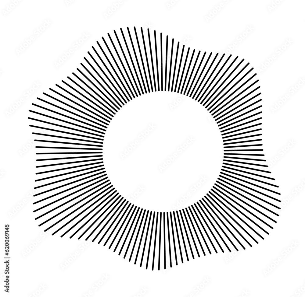 Circular frame. Round shape. Radial black concentric particles. Ring of ...