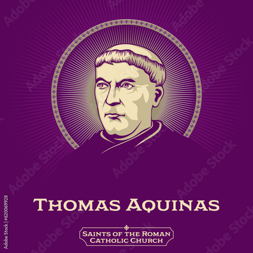 Catholic Saints. Thomas Aquinas (1225-1274) was an Italian Dominican friar and priest, an influential philosopher and theologian, and a jurist in the tradition of scholasticism from the county of Aqui photo
