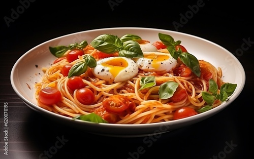 Delicious Tomato Sauce Spaghetti Delight. Generative AI