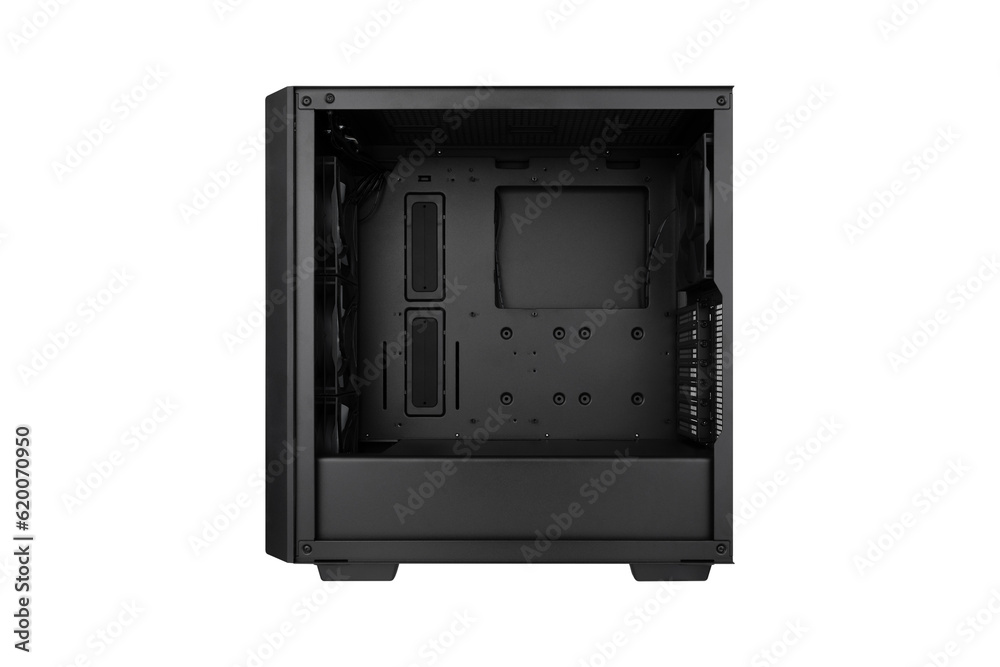 PC system unit on a white background. Box Personal computer close up. Computer system block closeup isolated on white background. PC system unit on a white background. Box Personal computer close up. Computer system block closeup isolated on white background.