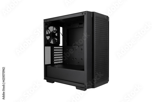 PC system unit on a white background. Box Personal computer close up. Computer system block closeup isolated on white background.