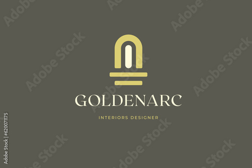 Interior designer creative agency minimal logo design template abstract antique column vector