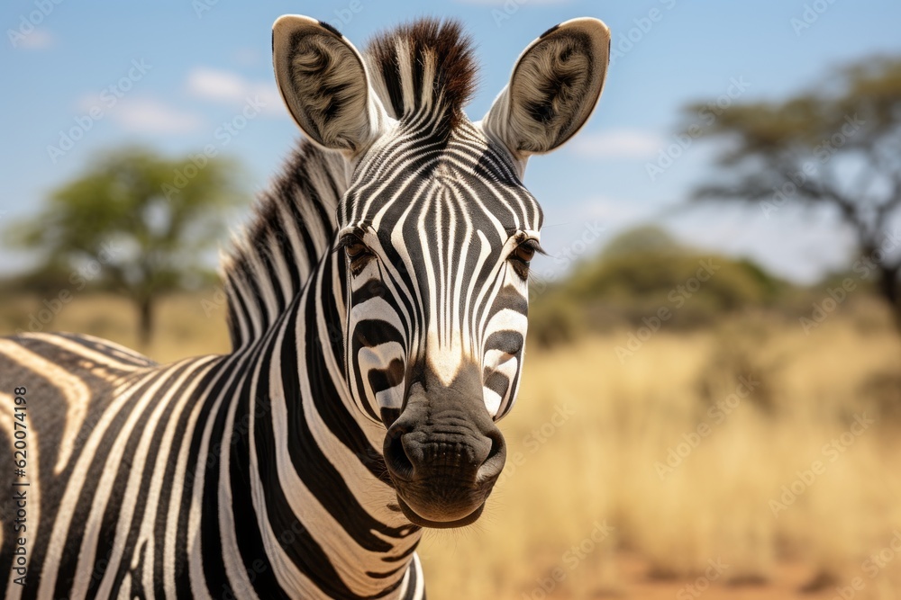 Naklejka premium Zebra Natural Light in the Wild, Generative AI