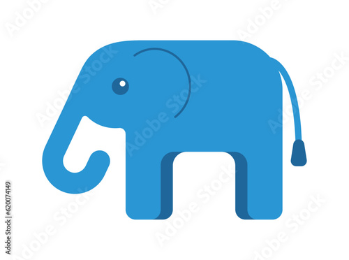 Cute blue elephant. Isolated vector and PNG illustration on transparent background.
