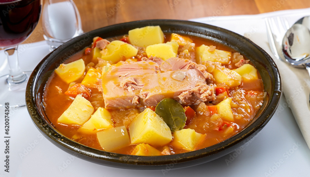 Tuna and potato stew called Marmitako in traditional Basque cuisine Tuna and potato stew called Marmitako in traditional Basque cuisine