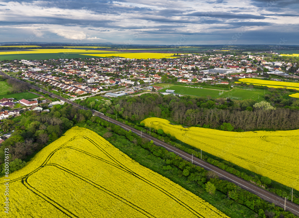 Aerial view of village Cifer near city Trnava, Slovakia