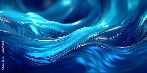 Blue abstract liquid wave background, flowing liquid, Generative AI
