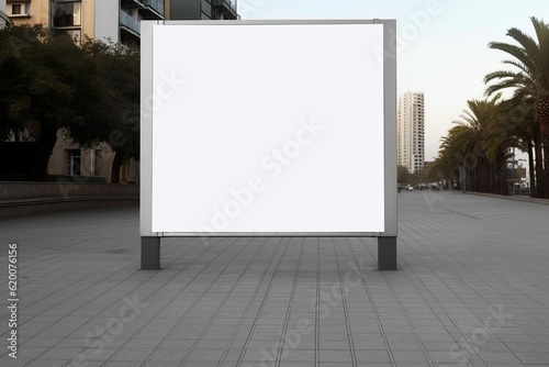 blank white billboard mockup - ad template created using generative AI tools photo