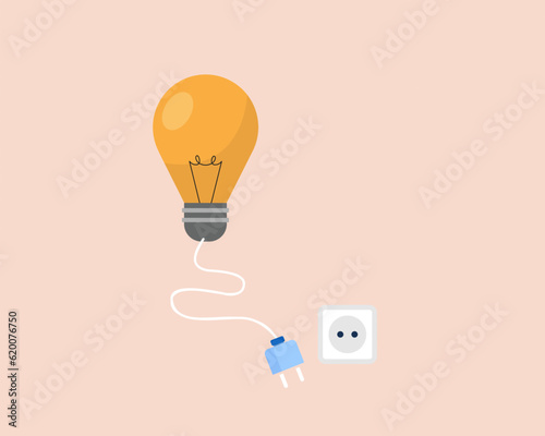 unplug appliances when not in use and switch off lights concept of energy saving Flat style.