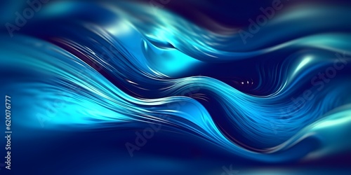 Blue abstract liquid wave background, flowing liquid, Generative AI