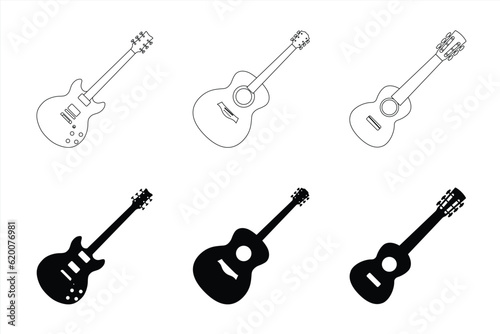 Collection of guitar icon vector illustration