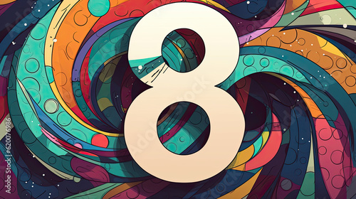 Artistic Number 8 Design for Social Media Posts and Marketing Materials