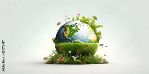 Earth day concept on white background, World environment day. Generative Ai