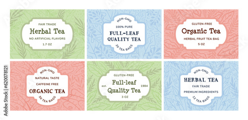 Sticker label design set for herbal tea package