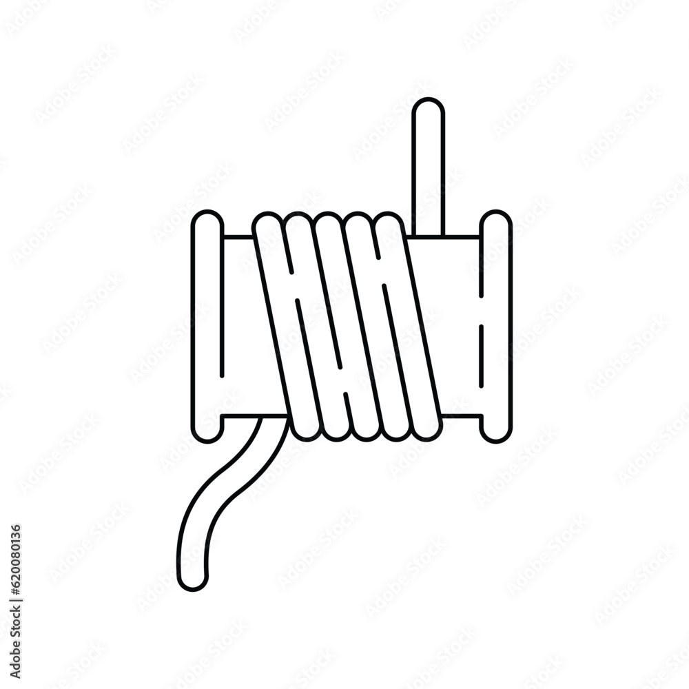 Coiled rope line icon design. isolated on white background. vector illustration Coiled rope line icon design. isolated on white background. vector illustration