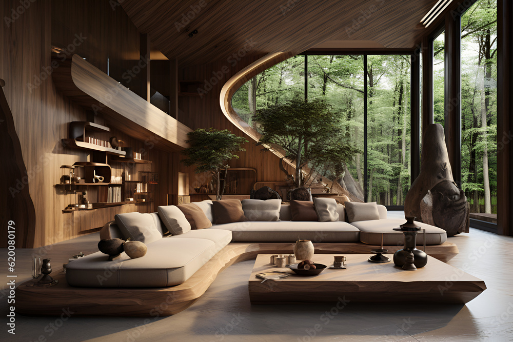 house interior with stairway- wooden design