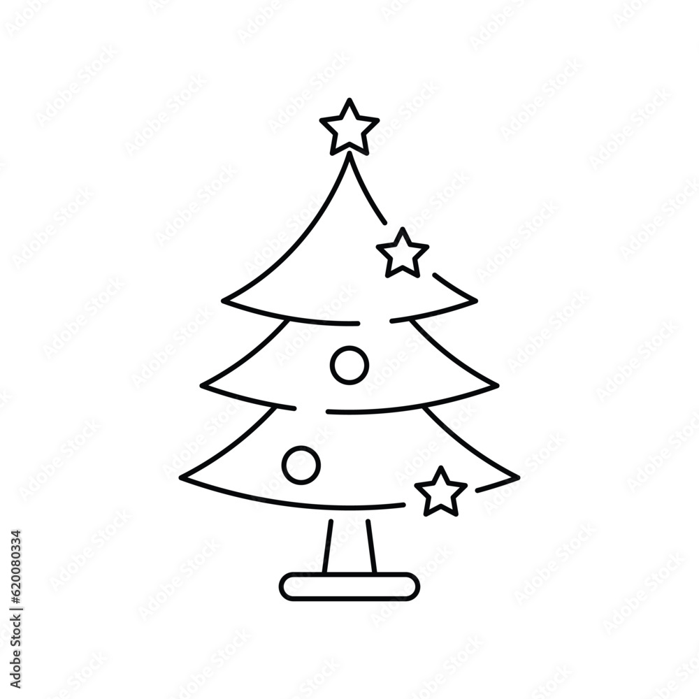 Christmas tree with stars icon design. Isolated on white background. vector illustration Christmas tree with stars icon design. Isolated on white background. vector illustration