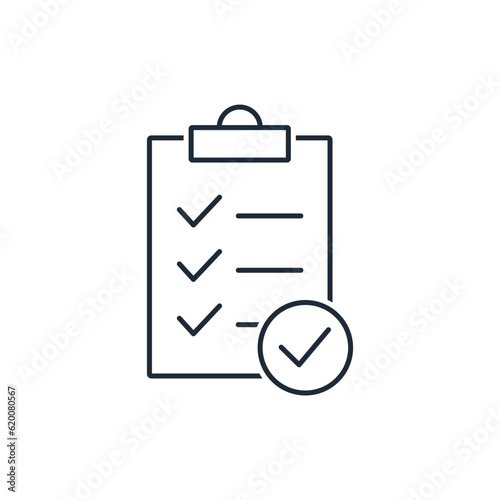 Clipboard with check. Nothing extra. Approval, matching.  Vector linear icon isolated on white background.