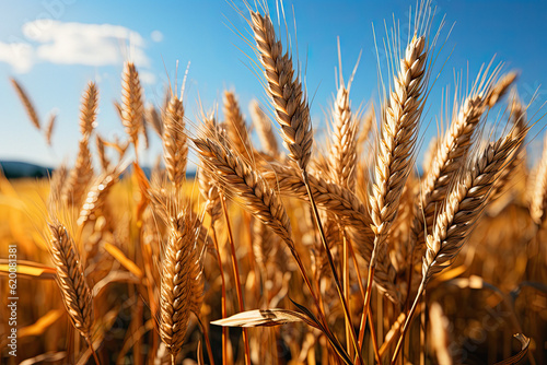 wheat fields in a nature background. ai generative