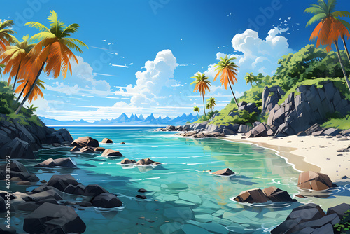 beach with palm trees