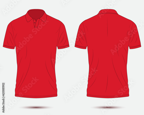 red polo shirt mockup front and back view