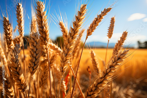 wheat fields in a nature background. ai generative