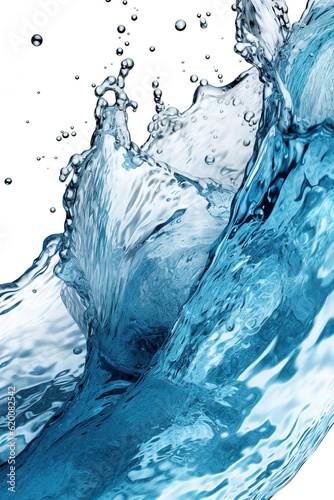 Pure blue water splash isolated on white background