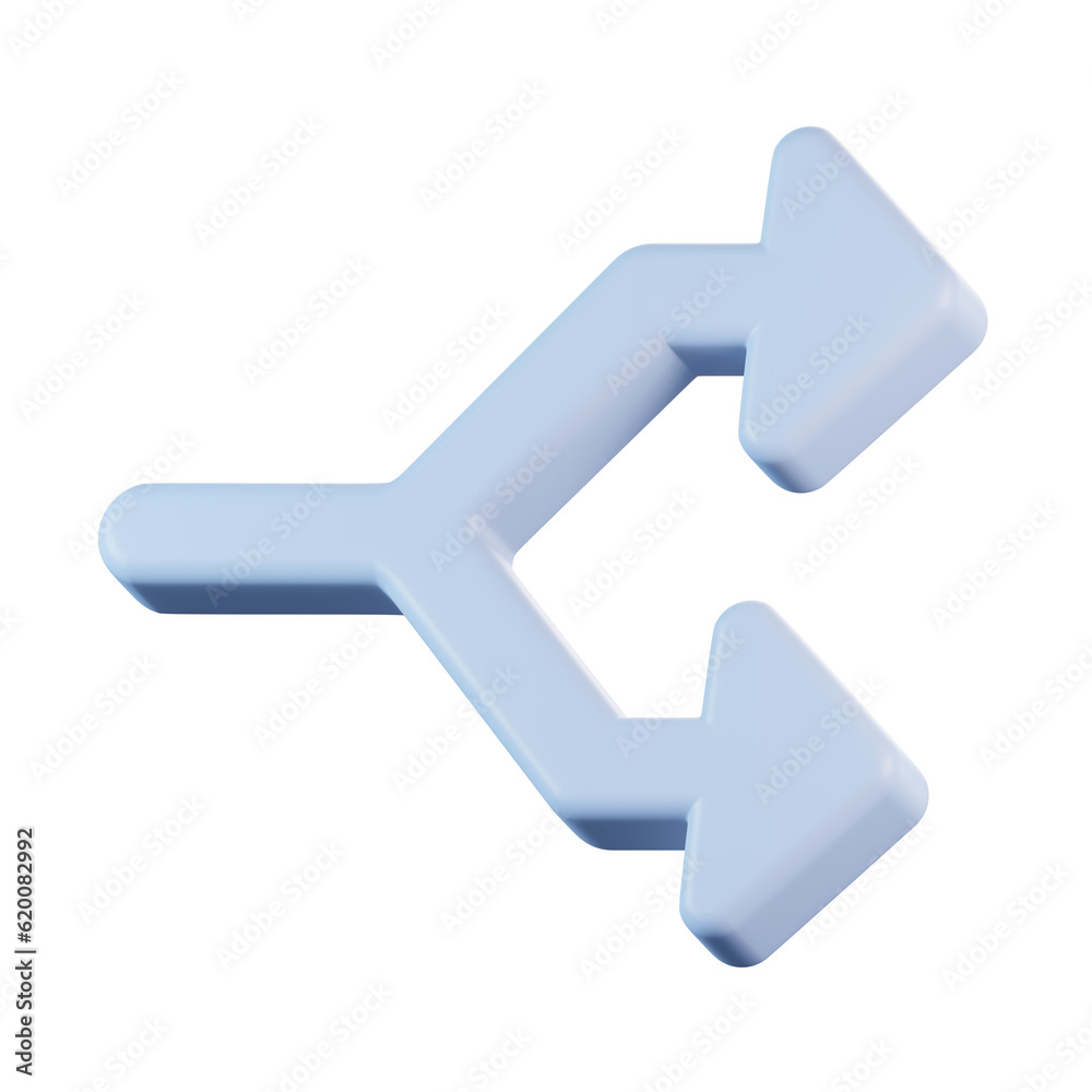 Split Two Way Arrows 3D Icon Split Two Way Arrows 3D Icon