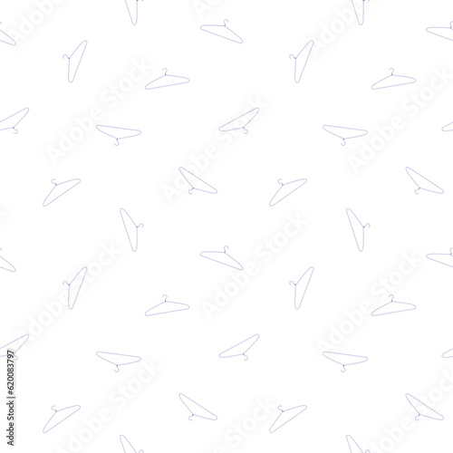 Hangers for clothes, seamless pattern. Endless background design, repeating black and white print for store decoration, monochrome wallpaper. Printable texture for fabric. Flat vector illustration