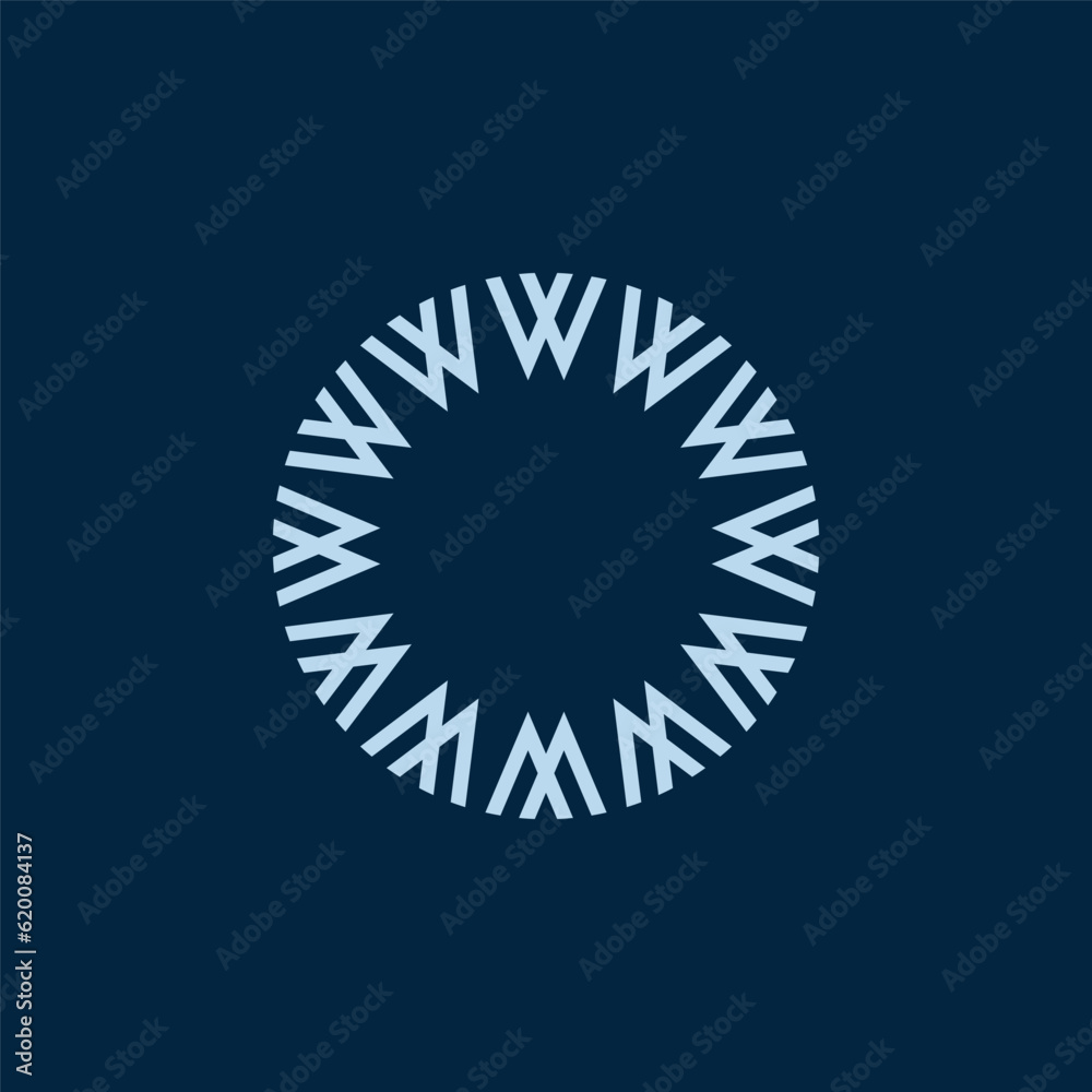 Abstract sun m w logo. This logo can be used in one flat color without losing its original impact. This logo means dynamic, trust, and innovation. This logo can be used for fintech, venture capital.