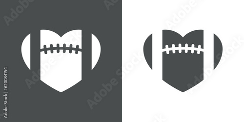 Logo i love american football. Silueta de pelota de fútbol americano con forma de corazón