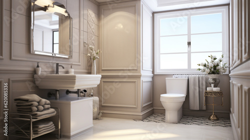 interior design of a minimal bathroom. Interior design and architecture concept.