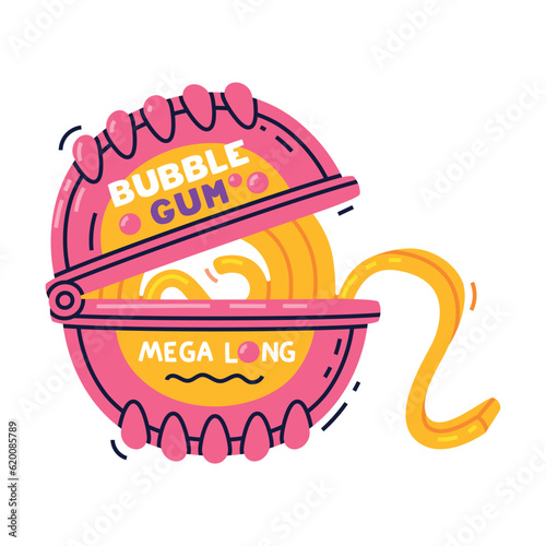 Bubble Gum Roll as Sweet Chewing Gum Vector Illustration
