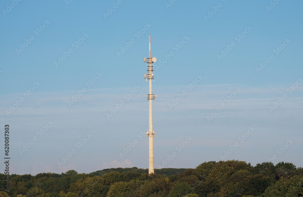 Broadcast antenna. 5G antenna. Communication facilities. Equipment for satellite connection. Satellite communication