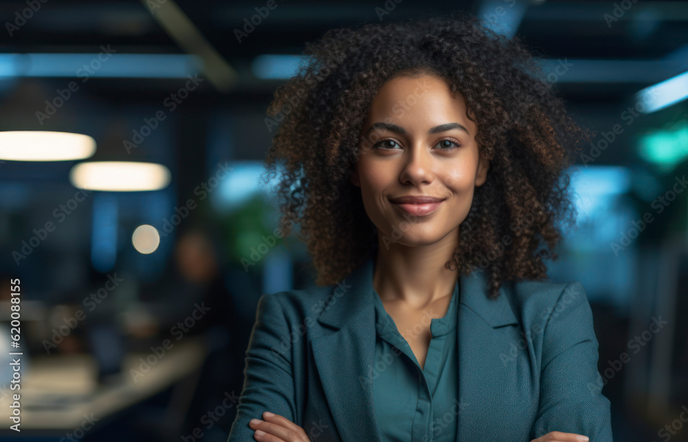 happy young african american young woman sitting in her chair smiling. AI Generative happy young african american young woman sitting in her chair smiling. AI Generative