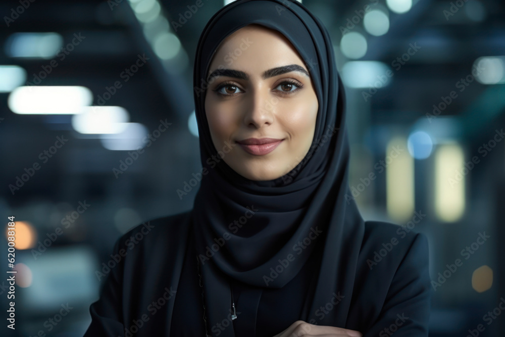 Young arabic woman Working as Engineer or Scientist in Technology Research Facility. AI Generative Young arabic woman Working as Engineer or Scientist in Technology Research Facility. AI Generative